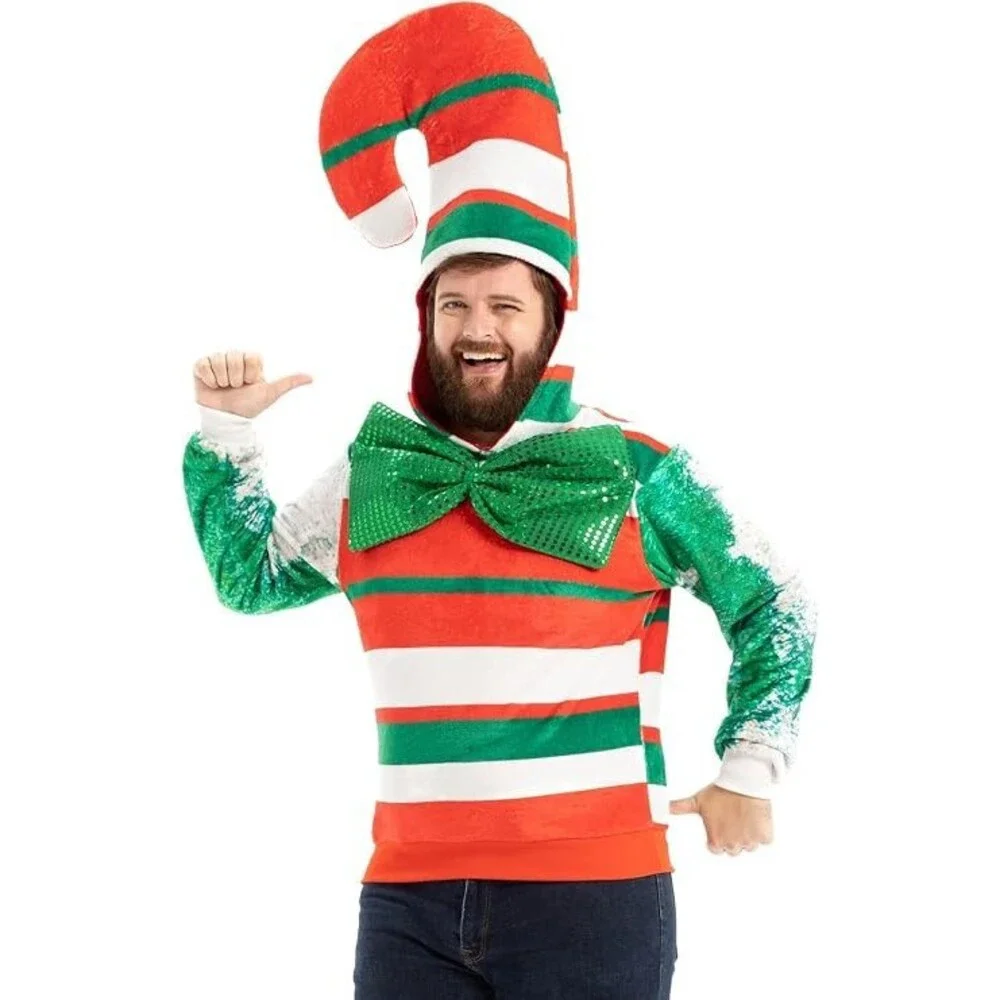 Ugly Unisex Men's Christmas Sweater Funny Big Hat Novelty Knit Pullover S